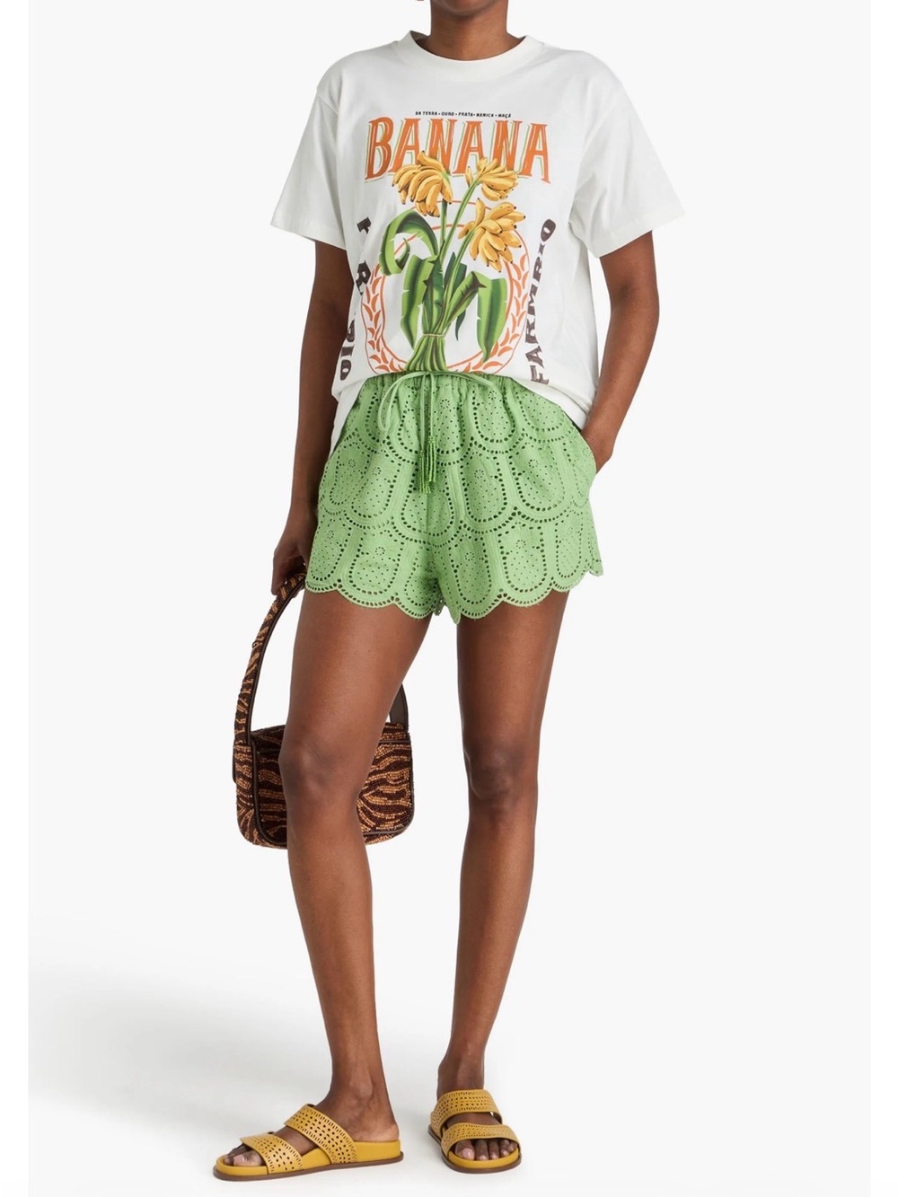Farm Rio Womens Pinapple Eyelet Shorts